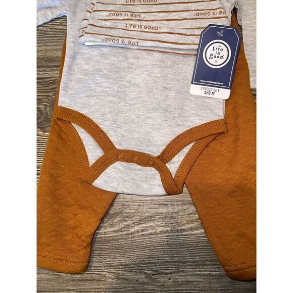 Life is Good “Smart Cookie” Baby Boy 3 Pc Outfit Bodysuit Set 3-6 Months. NWT. - Picture 3 of 6